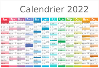 Calendrier 2022 Format 650x450 mm - Calendrier 2022 pour entreprise avec logo sur 12 mois multicaque - modifiable - texte arial	