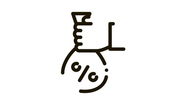 Hand Giving Percent Icon Animation. black Hand Giving Percent animated icon on white background