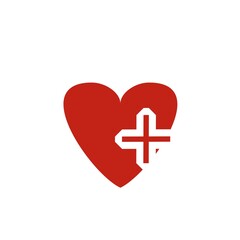 Heart icon with plus sign in red colour