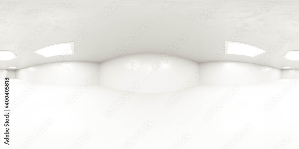 Poster abstract minimalistic design white room with lights 360 degree panorama with equi rectangular projec