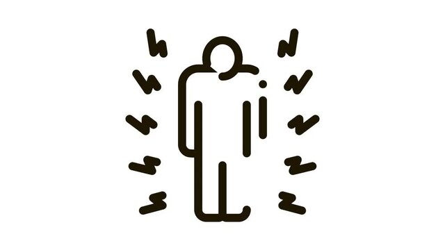 Whole Body Pain Icon Animation. black Whole Body Pain animated icon on white background