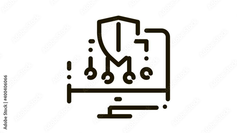 Aufkleber personal computer protection icon animation. black personal computer protection animated icon on whi