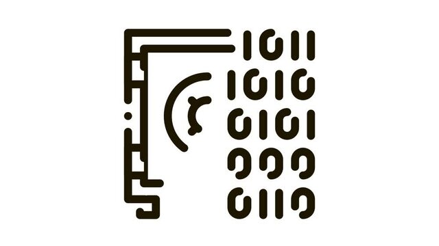 Computer Hacking with Binary Code Icon Animation. black Computer Hacking with Binary Code animated icon on white background