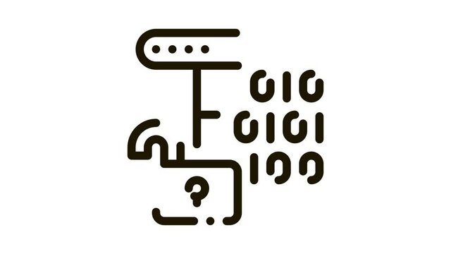 Hacking Binary Code Icon Animation. black Hacking Binary Code animated icon on white background