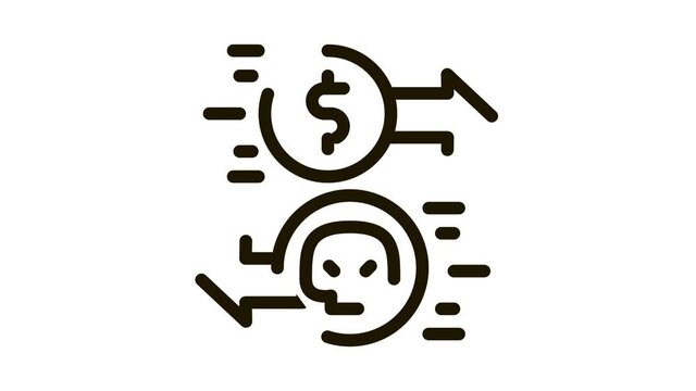 Payment of Hacker Services Icon Animation. black Payment of Hacker Services animated icon on white background