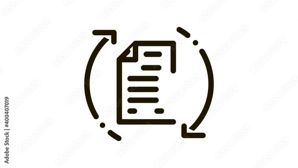 Poster document cycle icon animation. black document cycle animated icon on white background