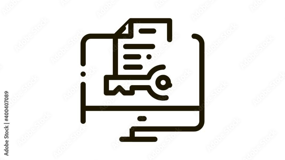 Poster secret documents in computer icon animation. black secret documents in computer animated icon on whi