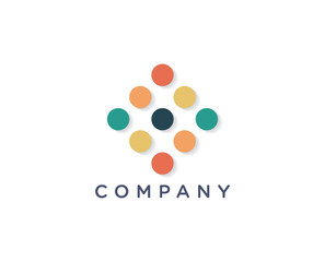 vector connected dot logo design concept in colorful shape