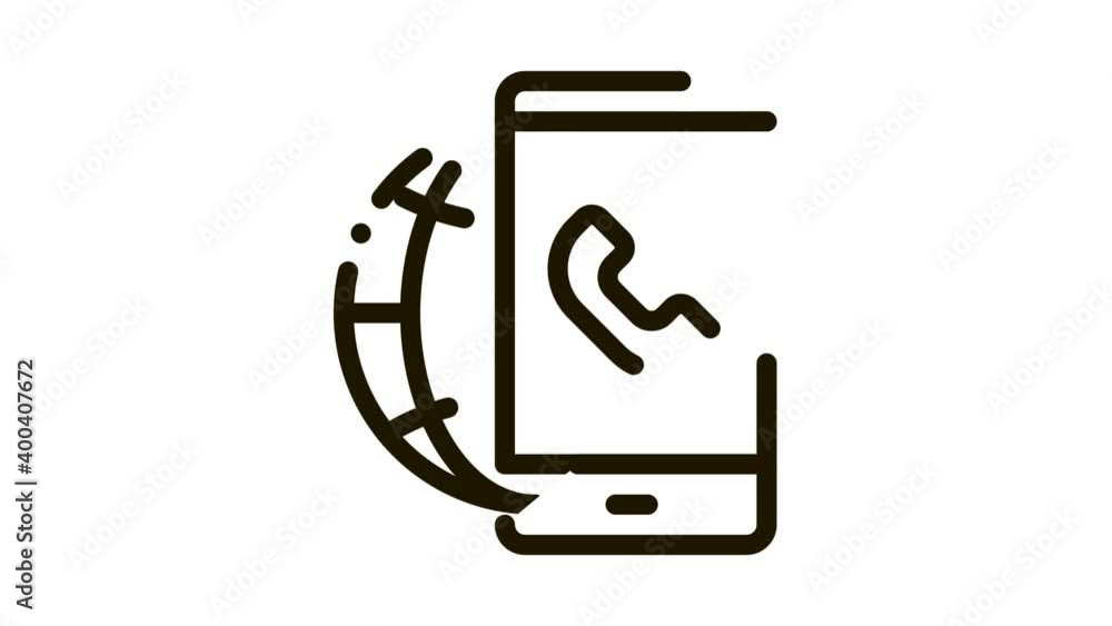 Aufkleber voip smartphone internet connection icon animation. black voip smartphone internet connection animat