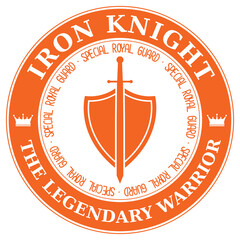 Iron Knight. Warrior Badge. Vector Icon.