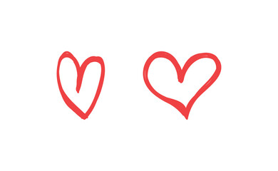 Heart doodles set. Hand drawn hearts collection. Valentine's day sketched design elements.