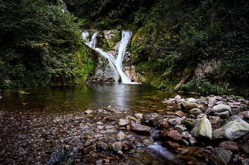 Beautiful Allerheiligen Waterfalls in the colorful Black Forest of Germany during autumn.