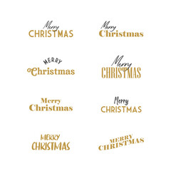 Merry Christmas typography set. Xmas holiday related lettering templates for greeting cards and decoration. Vector vintage illustration.