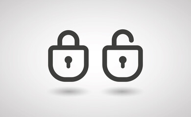 Lock icon in flat style. Security symbol vector illustration. Padlock open an closed.