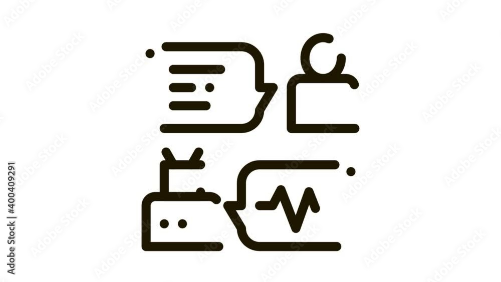 Aufkleber connection function device voice control animated black icon on white background
