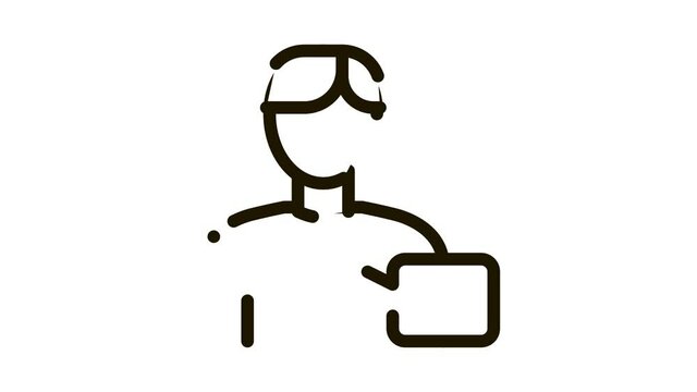 Video Operator Human Talent animated black icon on white background