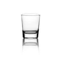 Glass transparent glass on a white background with reflection