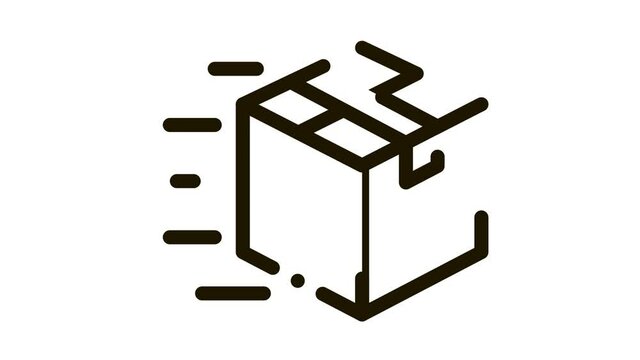Square Box Postal Transportation Company animated black icon on white background