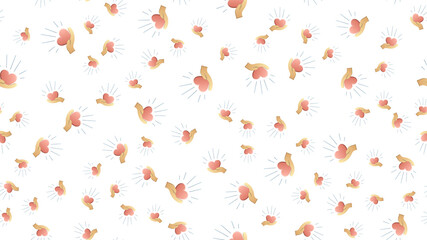 Endless seamless pattern of beautiful festive love joyful tender hearts in hands on a white background.  illustration