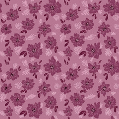 Repeating purple floral seamless pattern