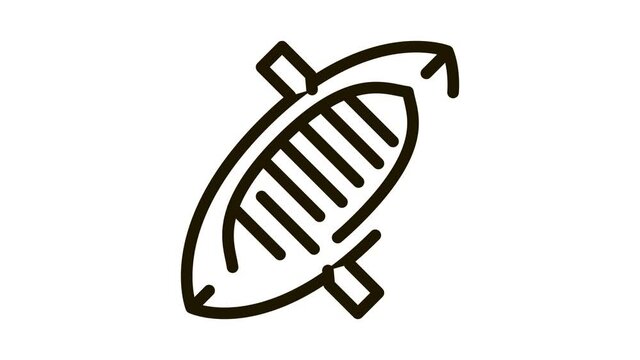 Inflatable Boat Canoeing animated black icon on white background