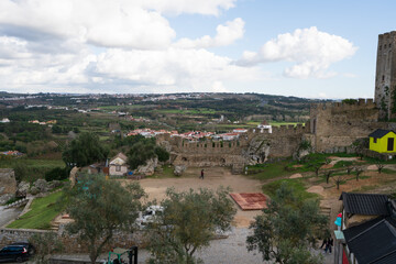 Fototapeta na wymiar Obidos castle inside park area of stronghold fort village in Portugal