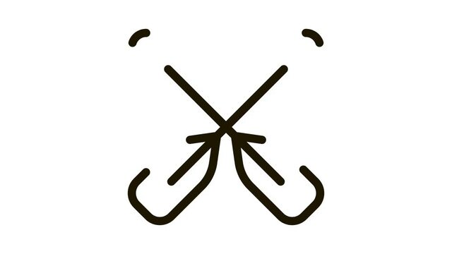 Boat Oars Canoeing animated black icon on white background