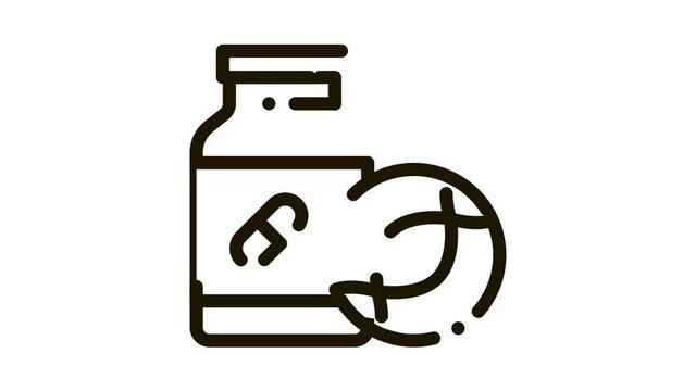 Medical Pill Bottle Biohacking animated black icon on white background