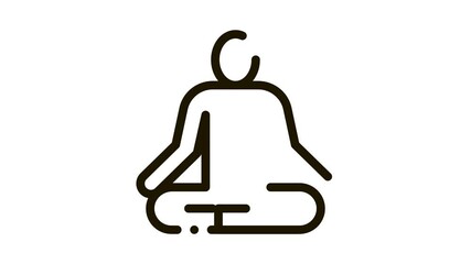 Yoga Pose Biohacking animated black icon on white background - Powered by Adobe