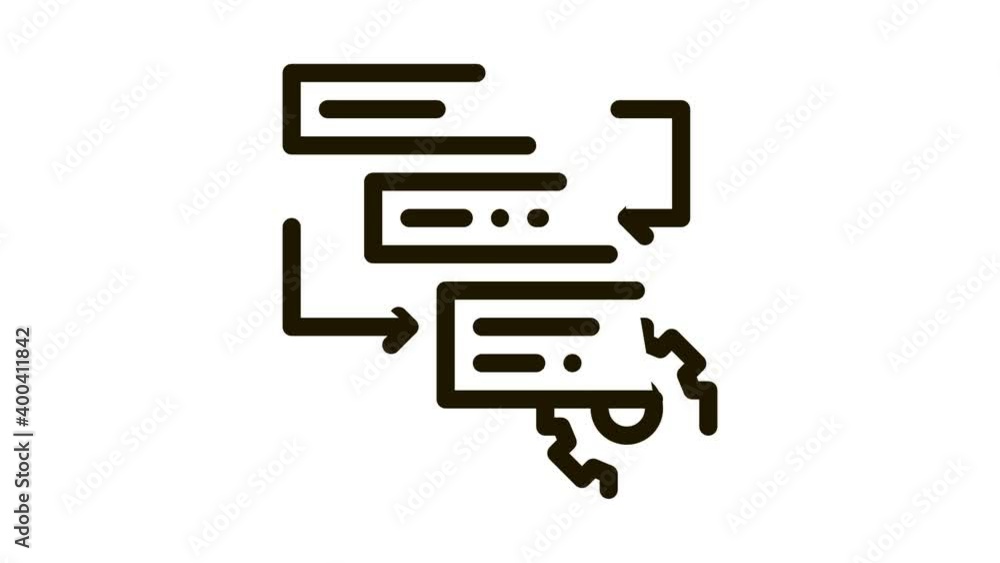 Poster gear algorythm system agile element animated black icon on white background