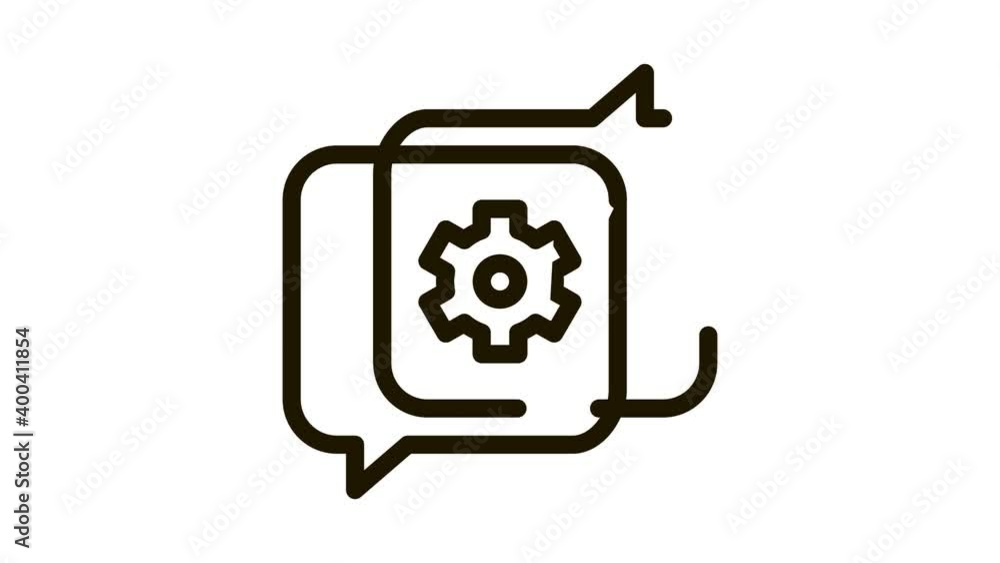 Poster gear in quotation frame agile element animated black icon on white background