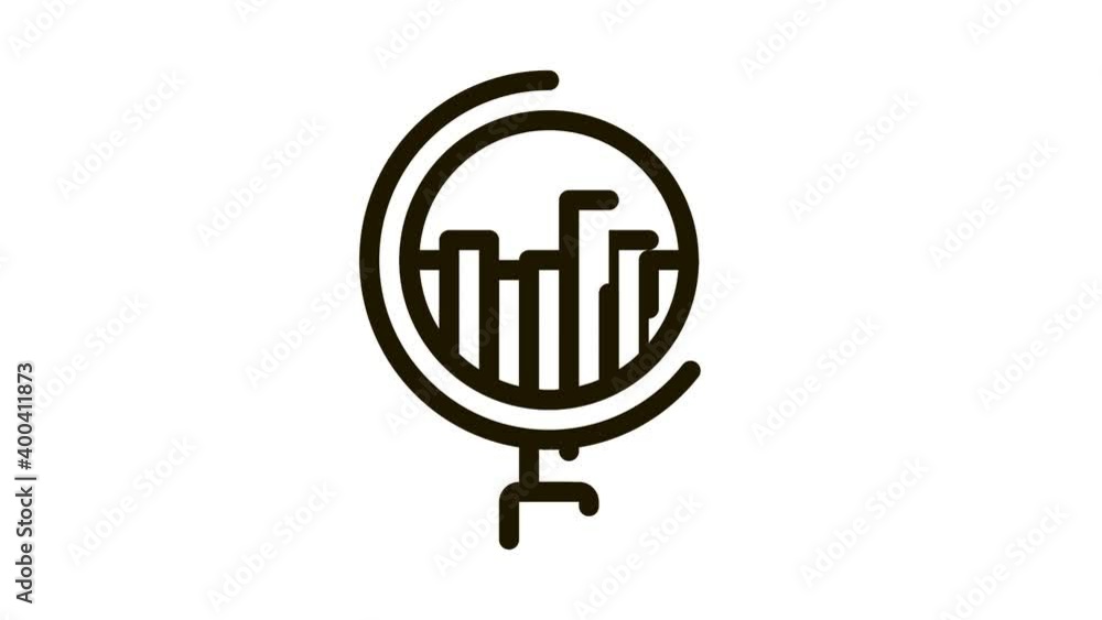 Aufkleber graph in magnifier glass agile element animated black icon on white background