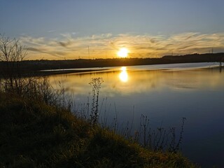 sunset over lake