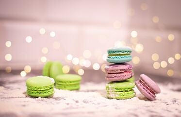 festive macaroons on the table