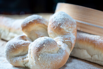 close up of homemade portuguese bread - selective focus