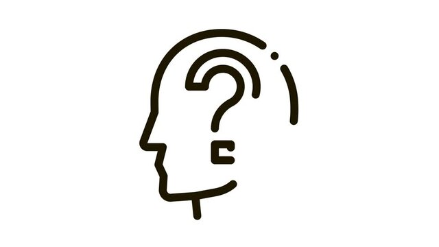 Question Mark In Man Silhouette Mind animated black icon on white background