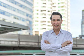 Portrait asian business man business district , lifestyle business people concept