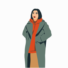 Set of Fashion girls flat minimalistic illustration