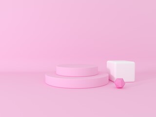 Pink podium abstract minimal scene. Mock up for product presentation. 3d render illustration.