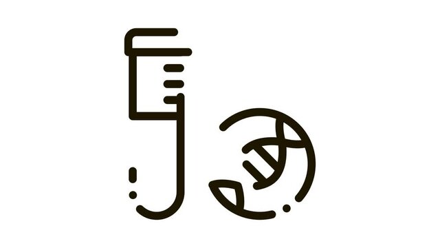 Glass Vial With Liquid Biomaterial animated black icon on white background