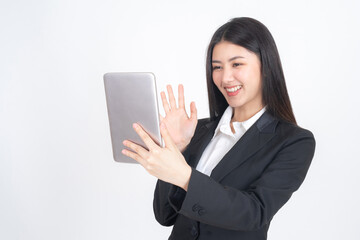 Beautiful asian business woman using smart phone computer , lifestyle business people concept.