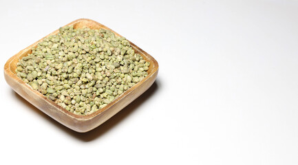 Grains of thyme. On a white background