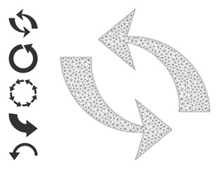 Mesh polygonal refresh icon with simple carcass created from refresh vector graphics. Carcass mesh polygonal refresh. Linear carcass 2D mesh in vector EPS format.