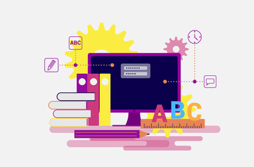 Vector illustration Online education or e-Learning concept.	