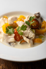 thai tom kha gay soup with lemon
