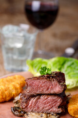 steak slices with croquettes