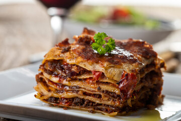 portion of lasagna on a plate