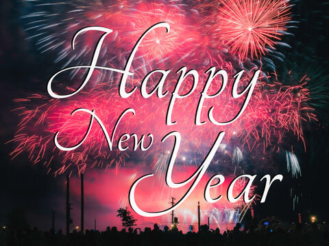 Happy new year card on a fireworks background