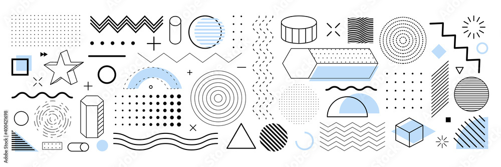 Aufkleber geometric shapes, elements vector set. geometry element abstract design for web banner, poster. mini