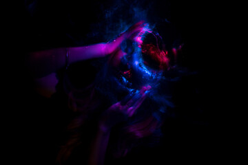 light painting portrait, new art direction, long exposure photo without photoshop, light drawing at long exposure	
